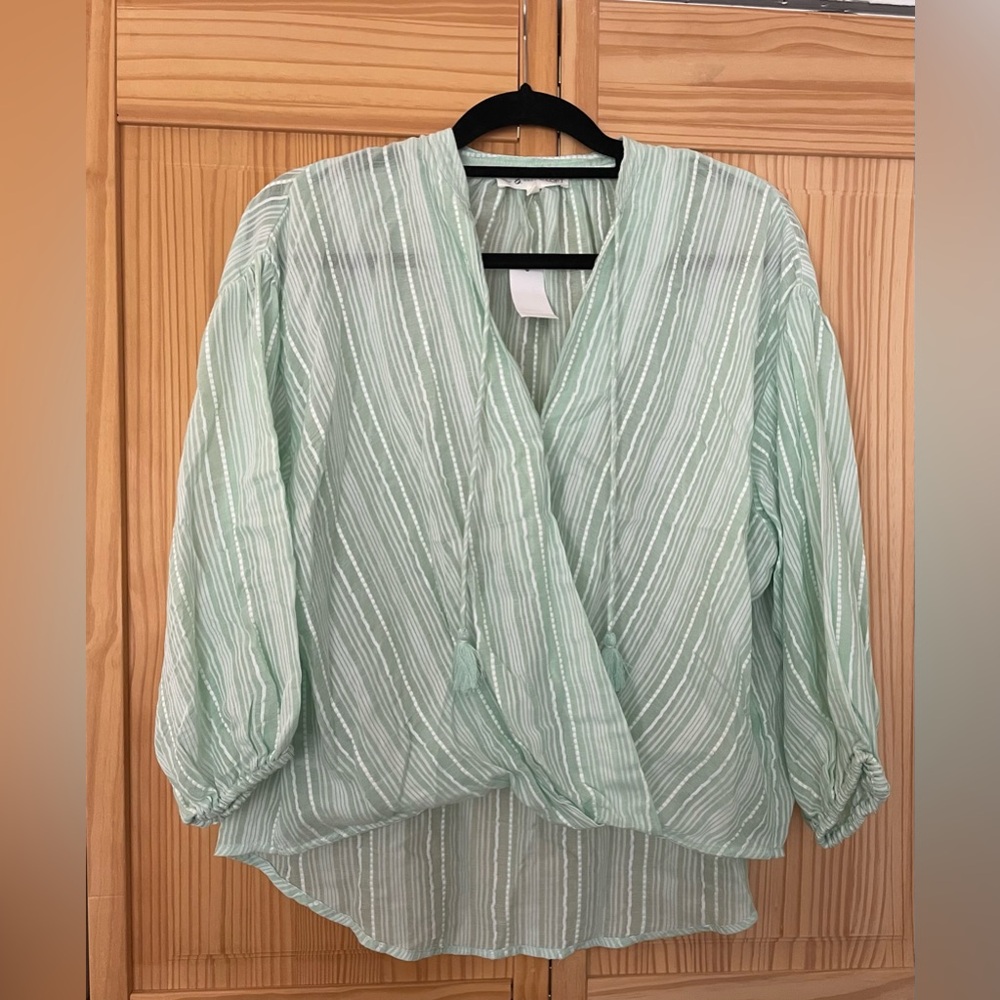 NWT Lou & Grey for Loft Striped Green Blouse